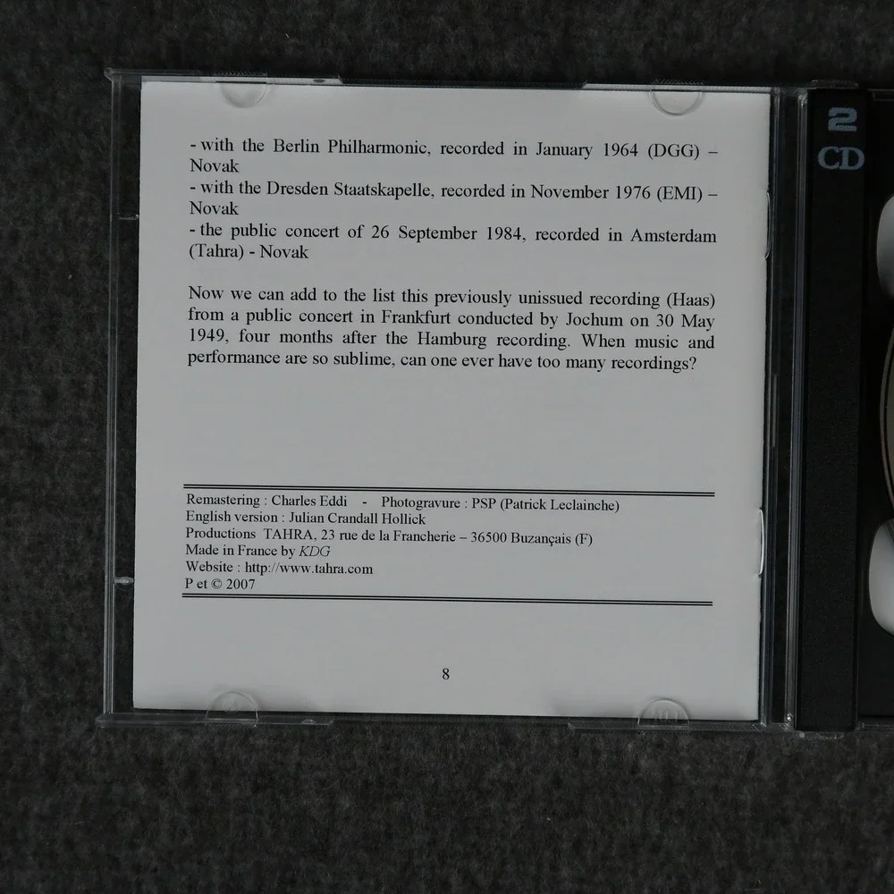 Eugen Jochum 2 CD Set Inedits Bruckner Symphony 8 Dvorak Concerto Tahra France - Picture 3 of 5